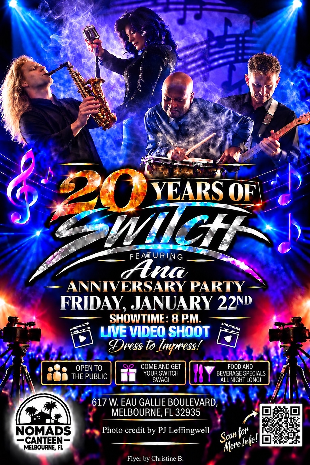 20 Years of SWITCH featuring Ana anniversary party poster